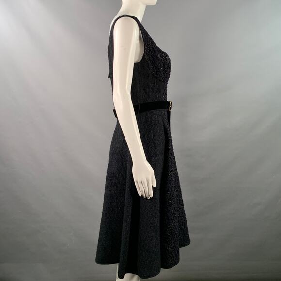 LOUIS VUITTON Size 8 Black Midnight Blue Acetate Blend Sleeveless Cocktail Dress - Picture 4 of 10